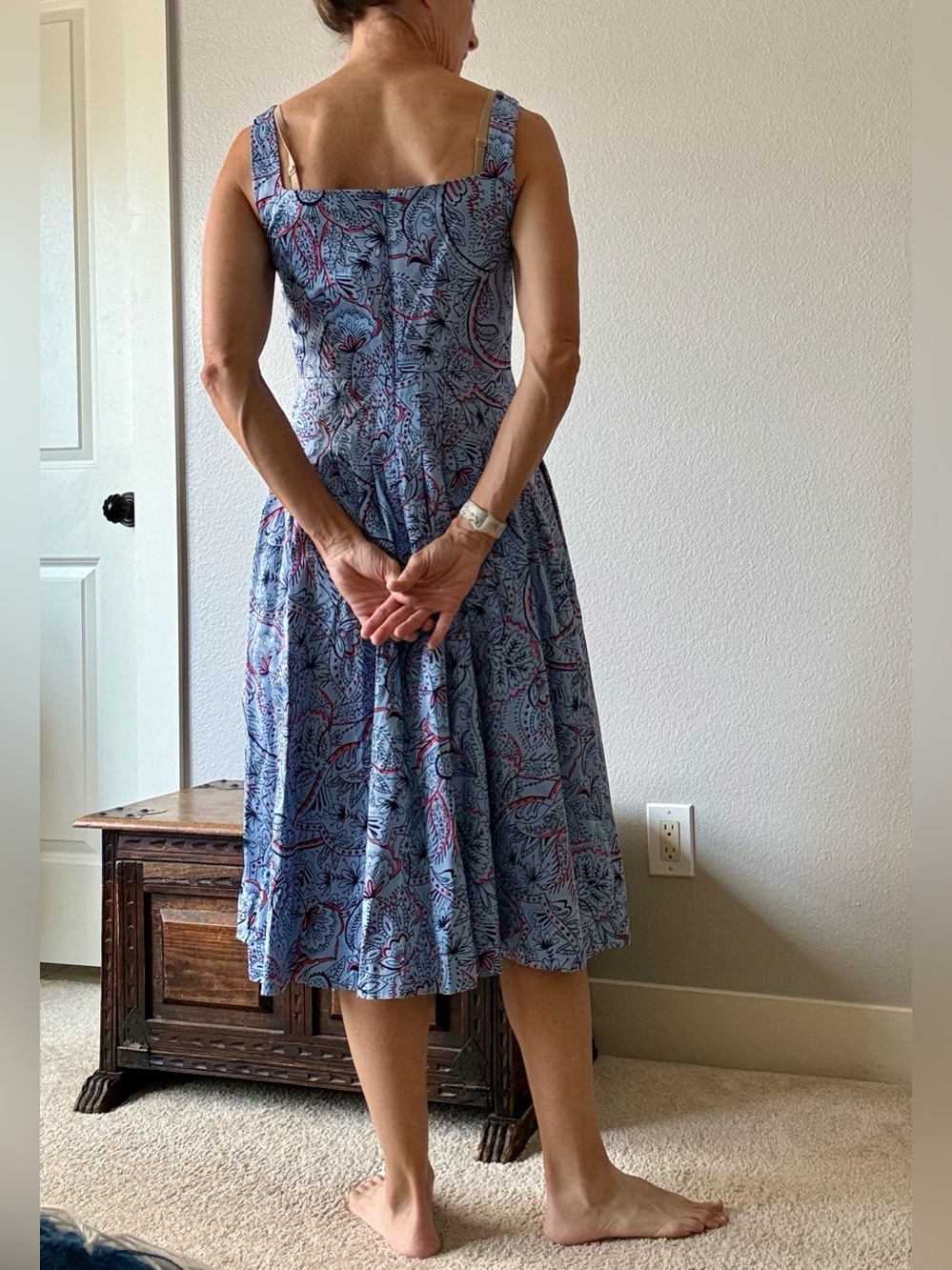 Boden Blue Paisley sundress sz 4 - lined with pockets! Omg! - Picture 2 of 6